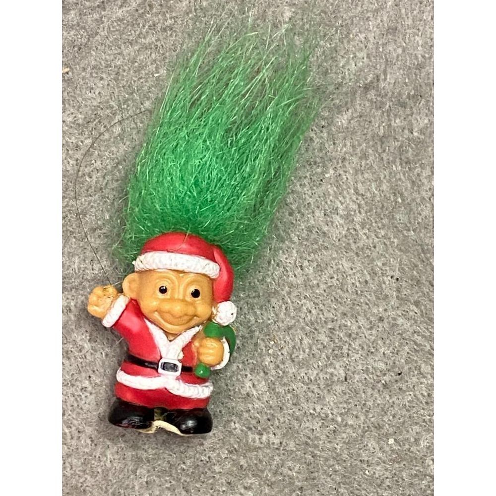 VINTAGE 1 1/8 INCH (2 INCH WITH‎ HAIR) RUSS TROLL SANTA DOLL